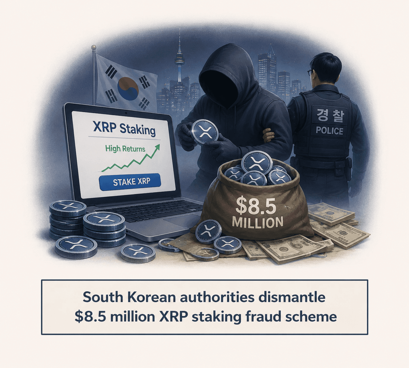 В Южной Корее пресечена мошенническая схема стейкинга XRP на $8,5 млн